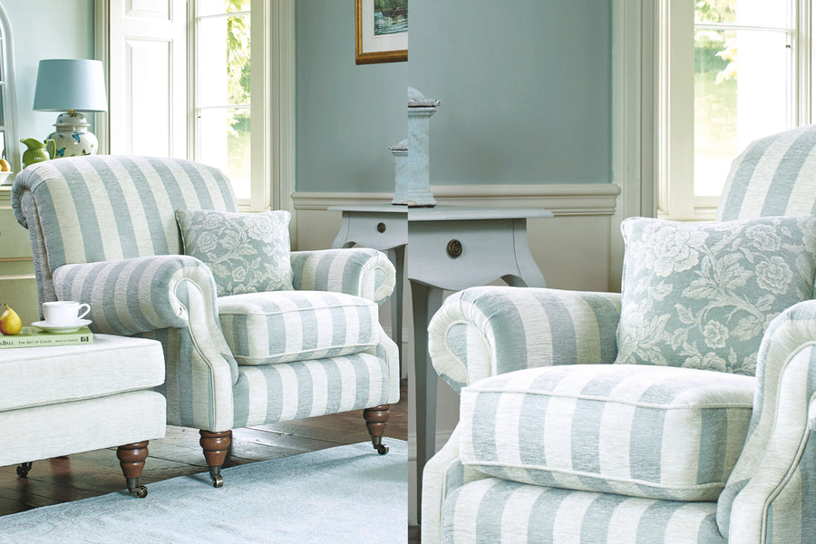 Blenheim | Armchair | Brecon Stripe Duck Egg