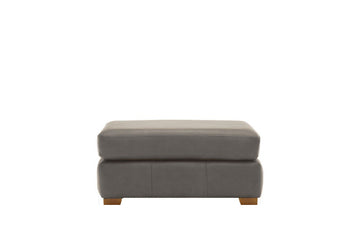 Scala | Leather Footstool | Softgrain Grey