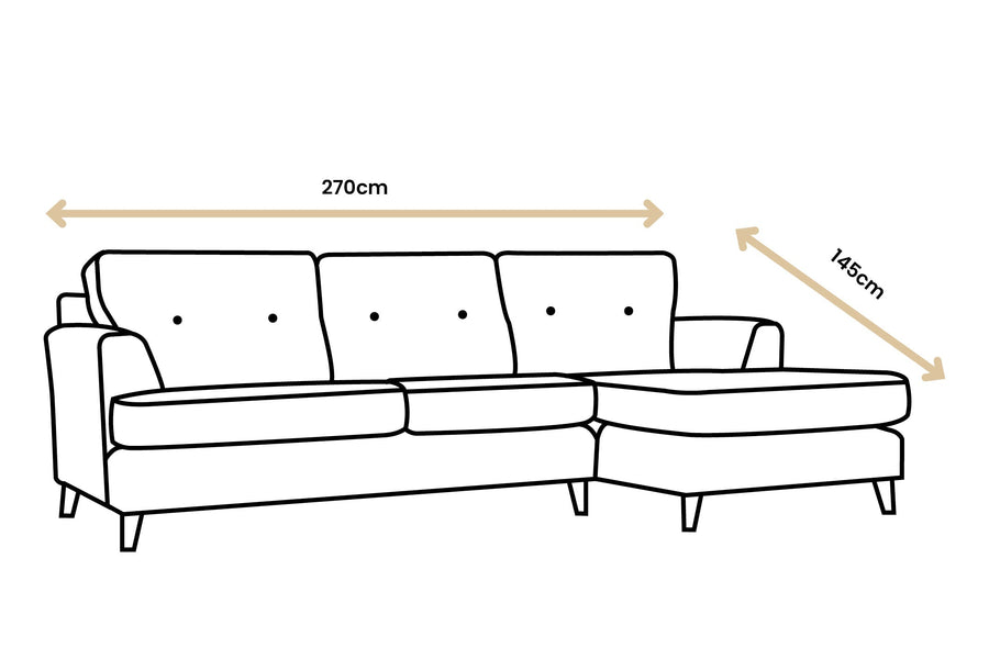 Poppy | Chaise Sofa Option 1 | Softgrain Tabac