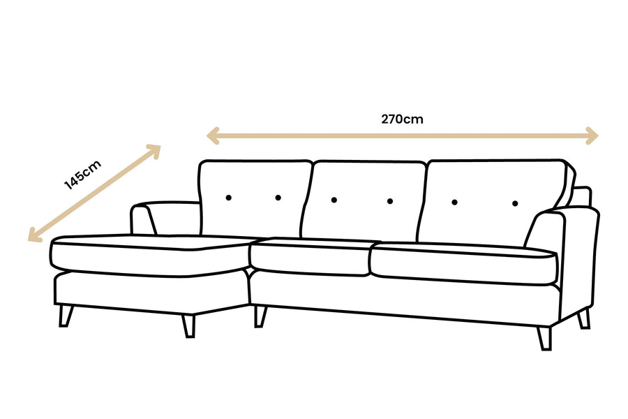 Poppy | Chaise Sofa Option 2 | Softgrain Tabac